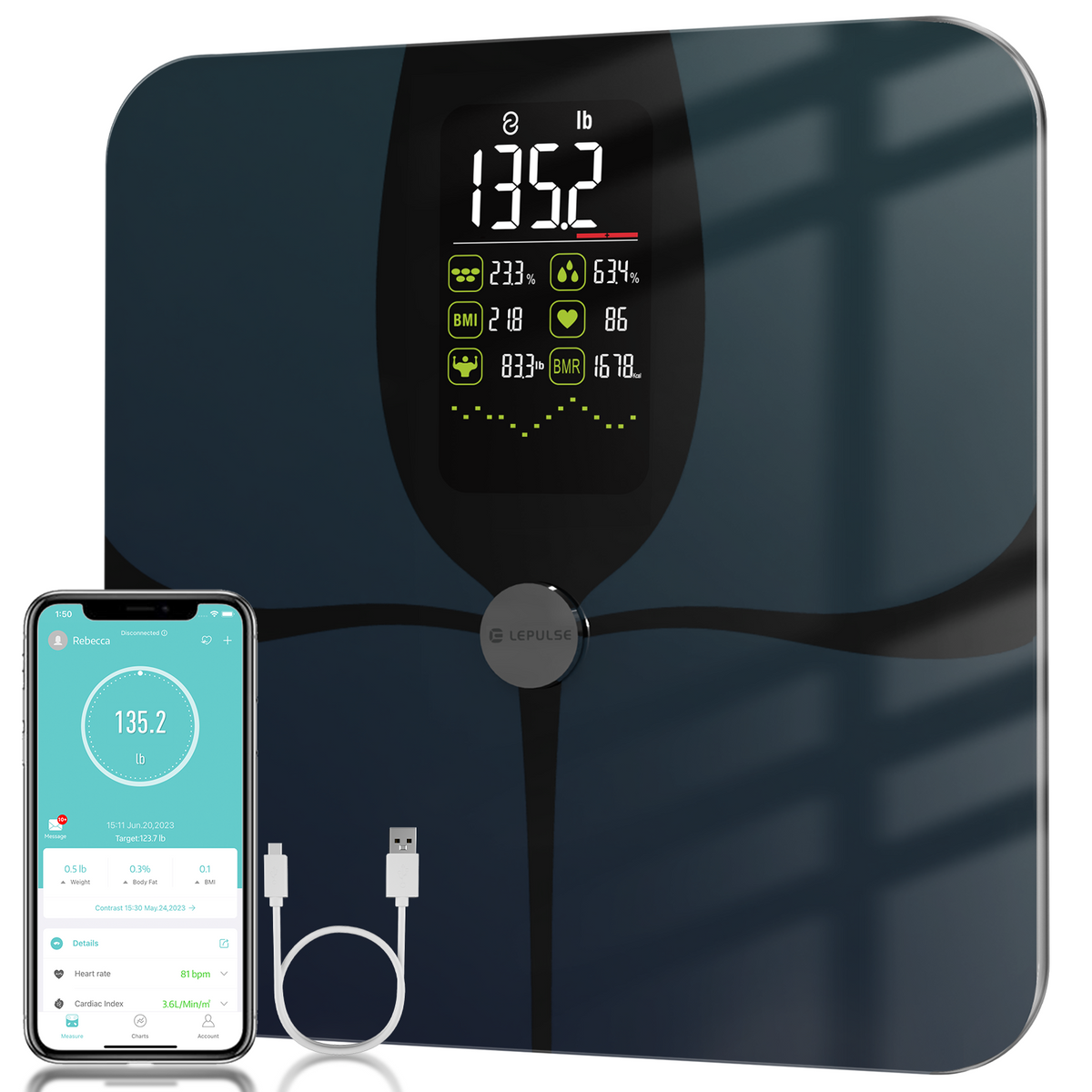 Lepulse F5 180kg Smart Body Fat Scale With Bluetooth Data Sync