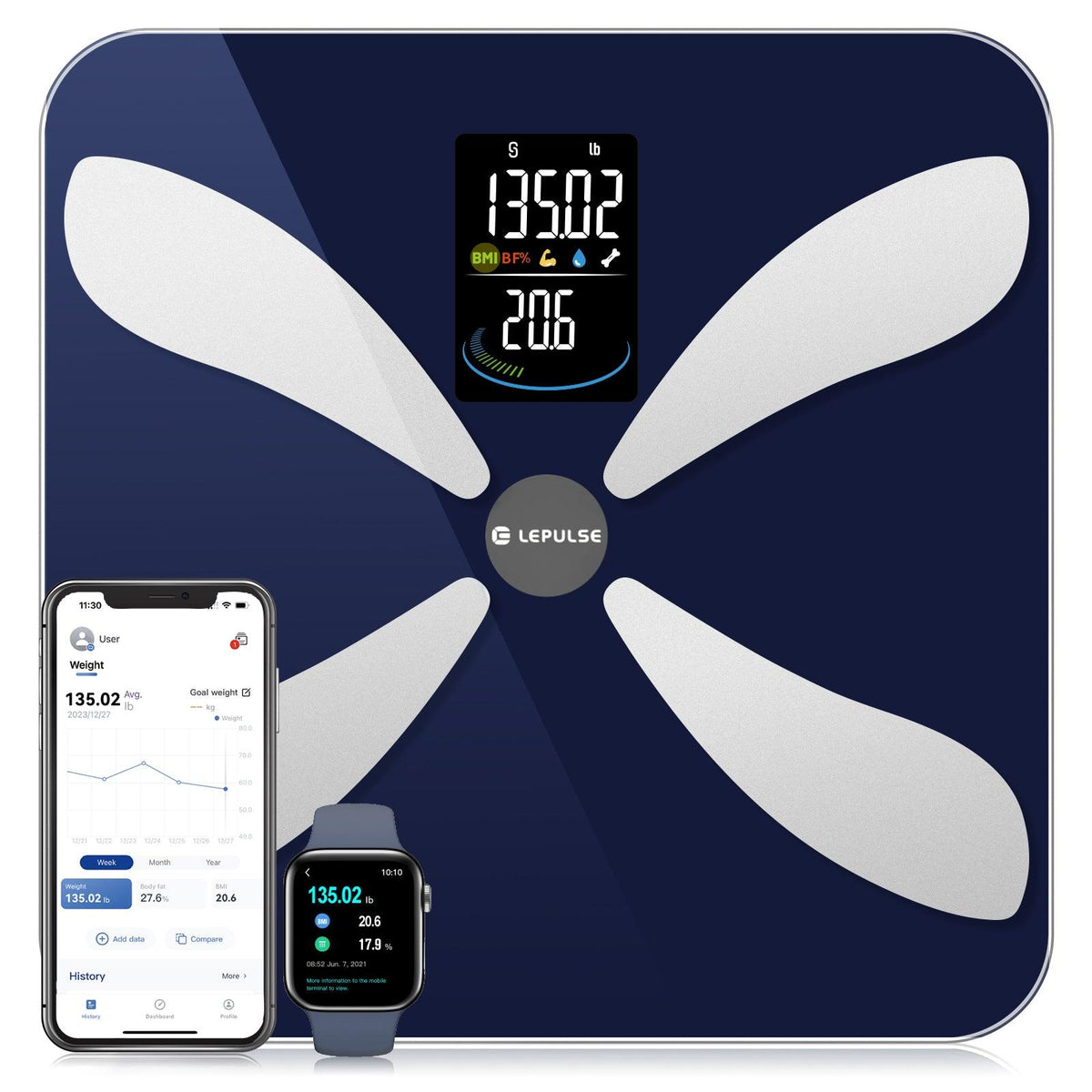 LEPULSE体組成計 Amazon.com: Lepulse Scale for Body Weight, Smart Digital Bathroom